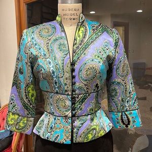 Paisley JS collection petite size 4 silk jacket/blazer.